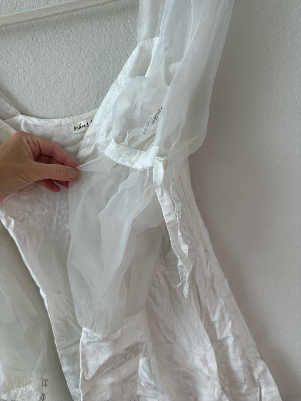 For Love & Lemons Gabrielle Puff Sleeve Mini Dress White SZ S - Picture 5 of 8